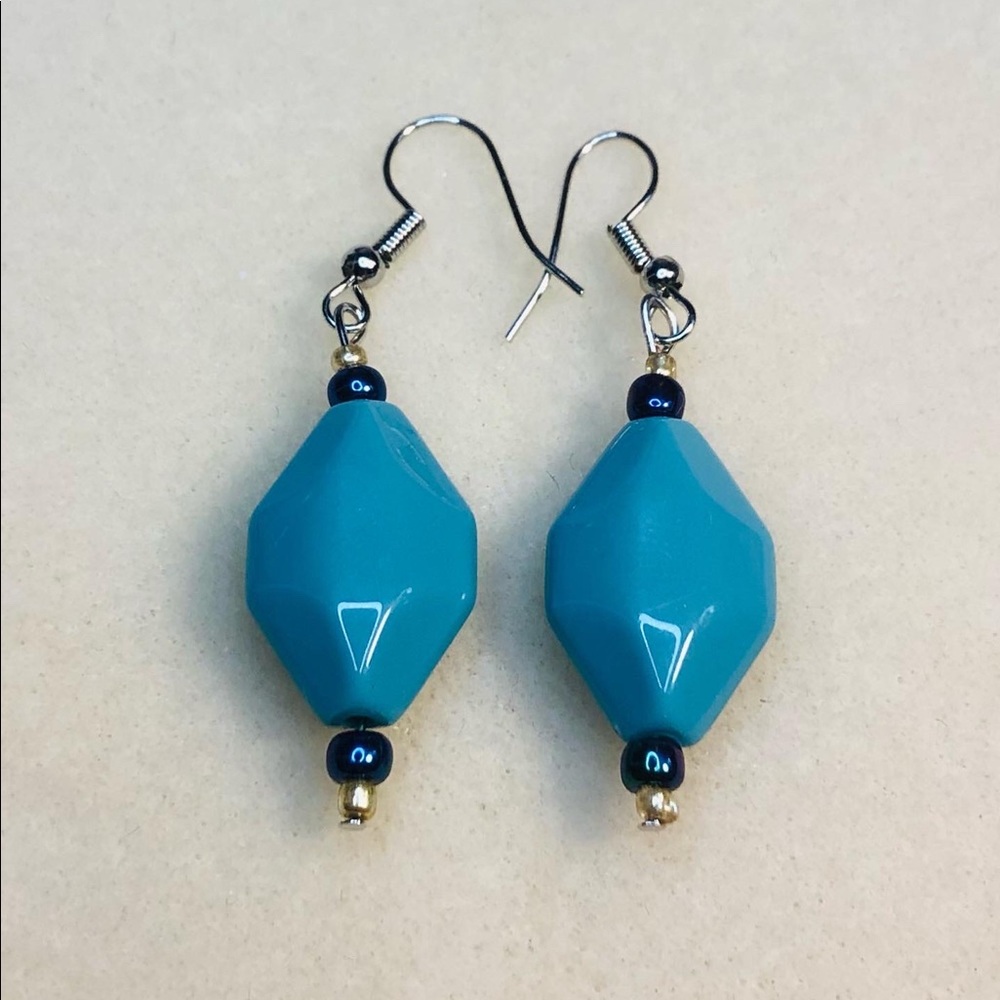 Teal drop earrings